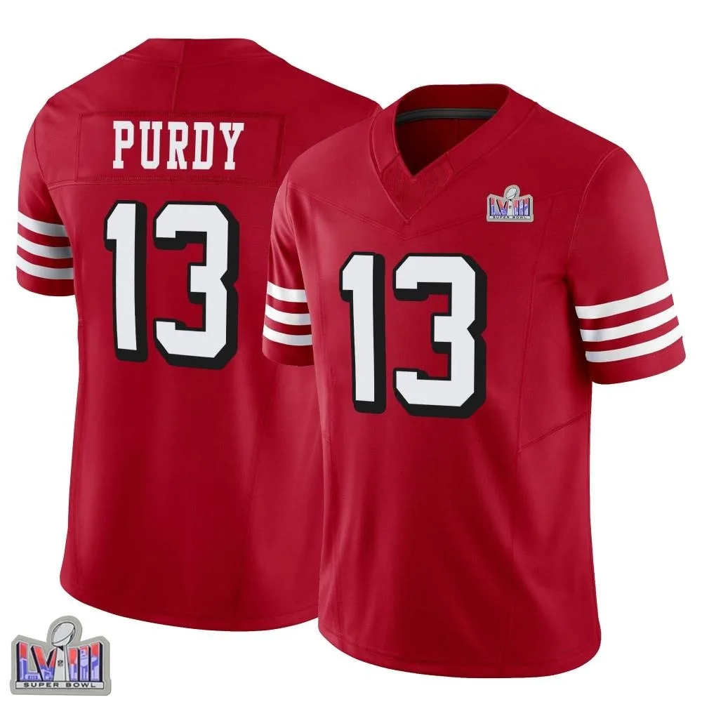 Youth San Francisco 49ers Brock Purdy Nike Alternate Vapor F.U.S.E. Super Bowl LVIII Patch Limited Scarlet Jersey Youth San Francisco 49ers Brock Purdy Nike Alternate Vapor F.U.S.E. Super Bowl LVIII Patch Limited Scarlet Jersey