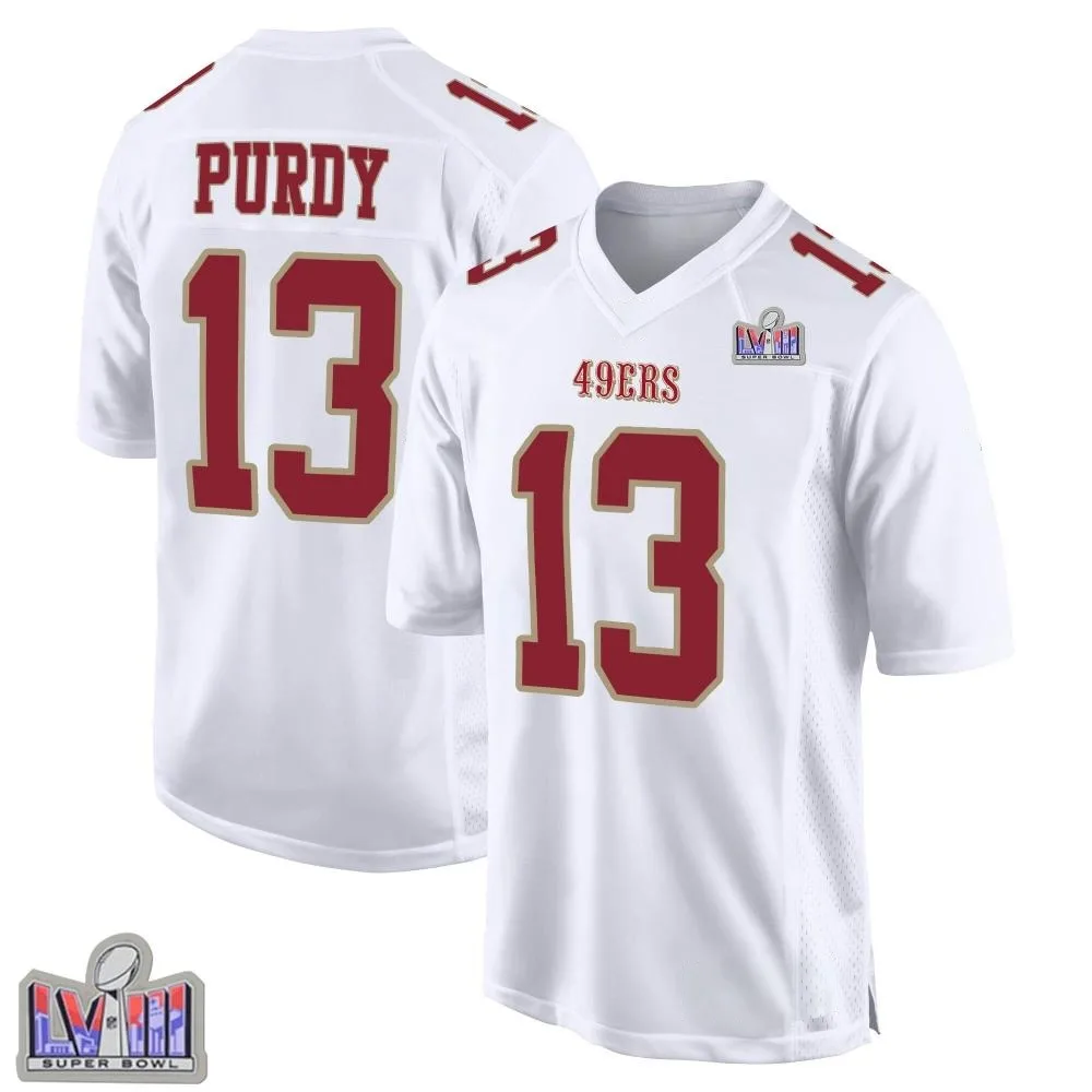 Youth San Francisco 49ers Brock Purdy Nike Fashion Super Bowl LVIII Patch Game White Jersey Youth San Francisco 49ers Brock Purdy Nike Fashion Super Bowl LVIII Patch Game White Jersey