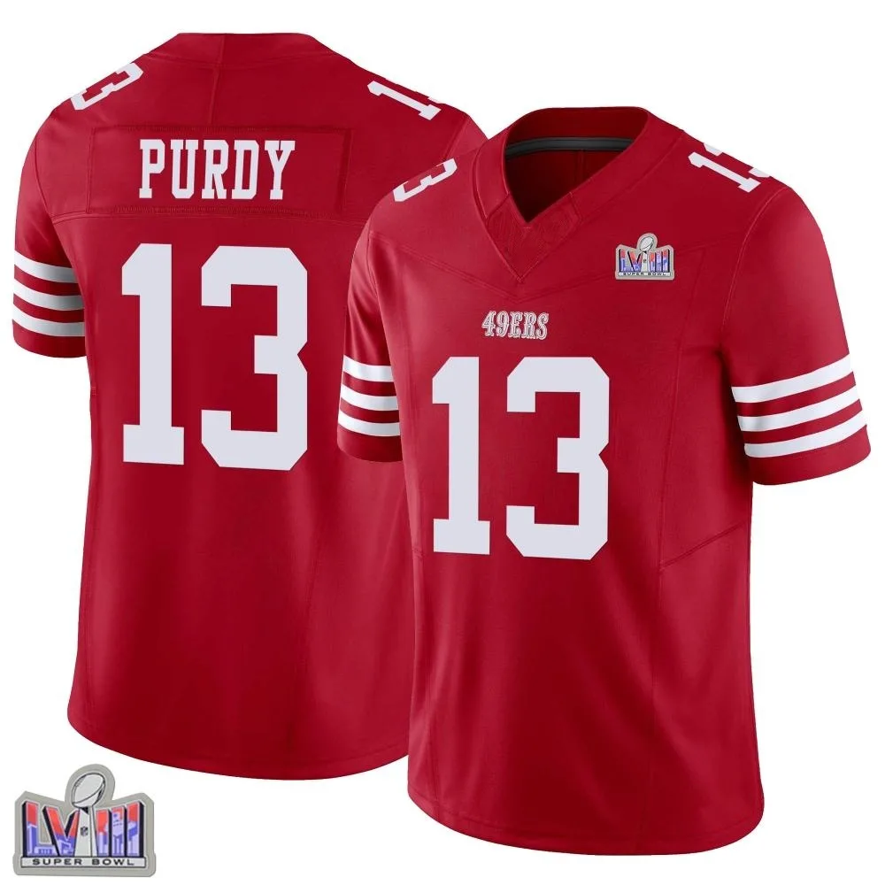 Youth San Francisco 49ers Brock Purdy Nike Vapor F.U.S.E. Super Bowl LVIII Patch Limited Scarlet Jersey Youth San Francisco 49ers Brock Purdy Nike Vapor F.U.S.E. Super Bowl LVIII Patch Limited Scarlet Jersey