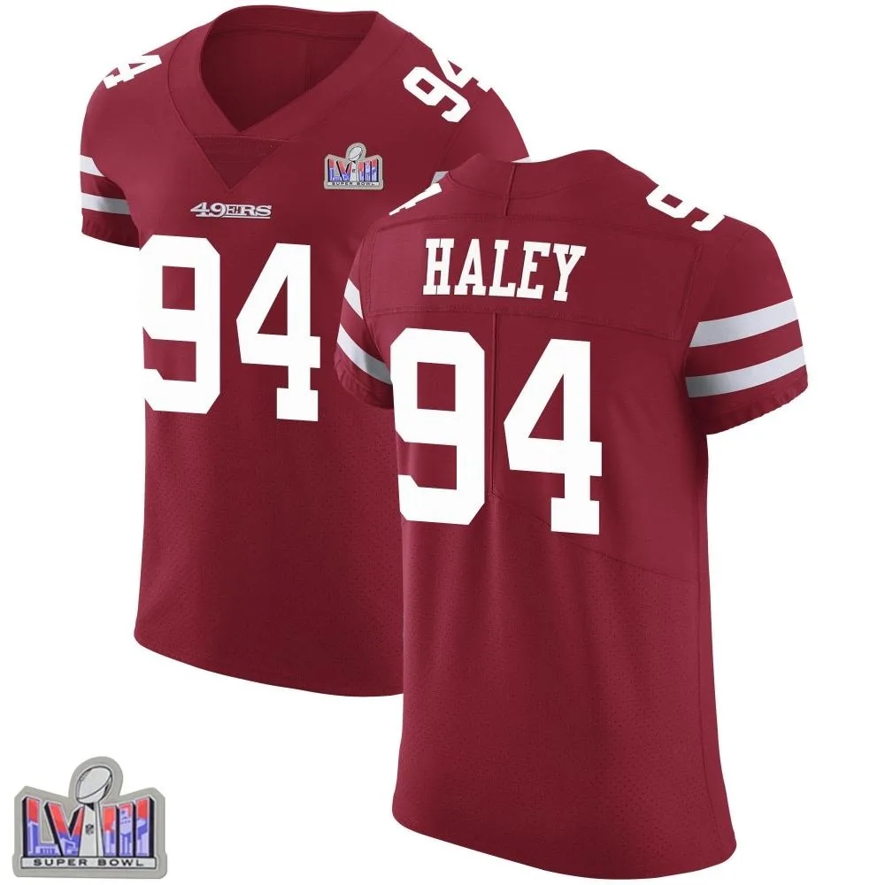Men's San Francisco 49ers Charles Haley Nike Team Color Vapor Untouchable Super Bowl LVIII Patch Elite Red Jersey Men's San Francisco 49ers Charles Haley Nike Team Color Vapor Untouchable Super Bowl LVIII Patch Elite Red Jersey