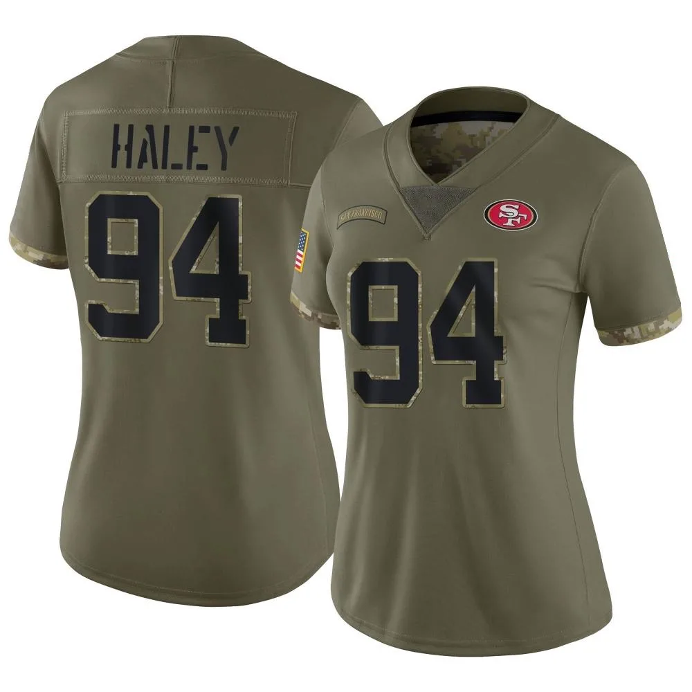 Women's San Francisco 49ers Charles Haley Nike 2022 Salute To Service Limited Olive Jersey Women's San Francisco 49ers Charles Haley Nike 2022 Salute To Service Limited Olive Jersey