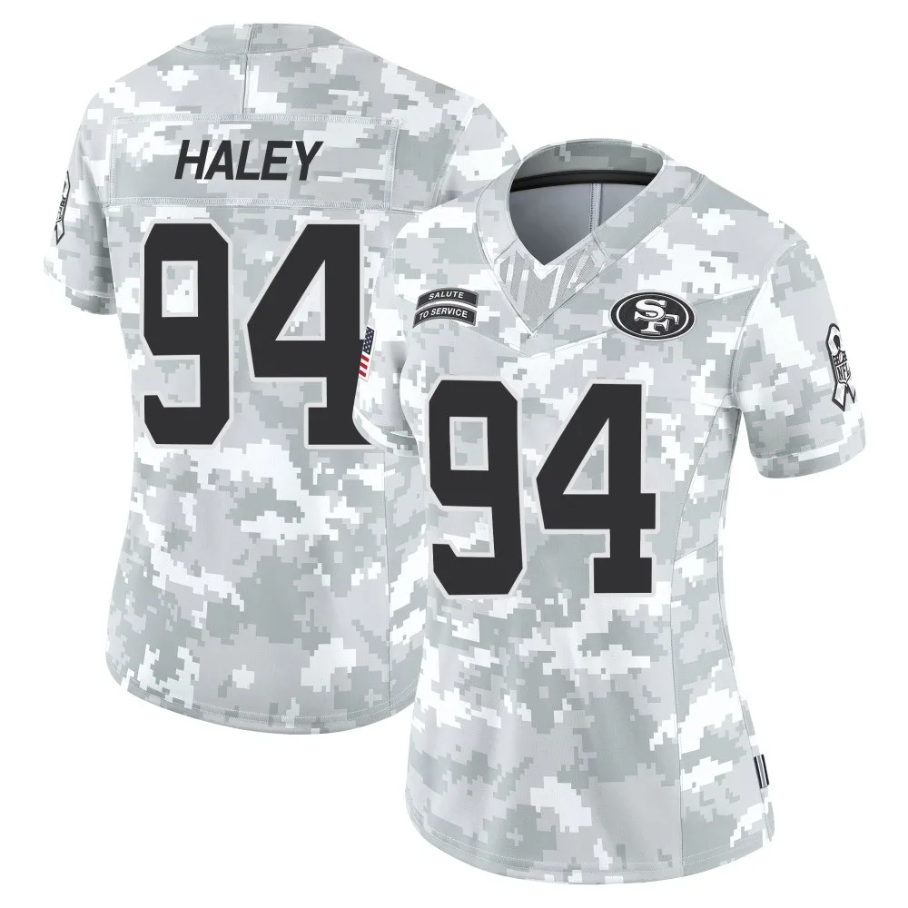 Women's San Francisco 49ers Charles Haley Nike Francisco 2024 Salute To Service Limited Arctic Camo Jersey Women's San Francisco 49ers Charles Haley Nike Francisco 2024 Salute To Service Limited Arctic Camo Jersey