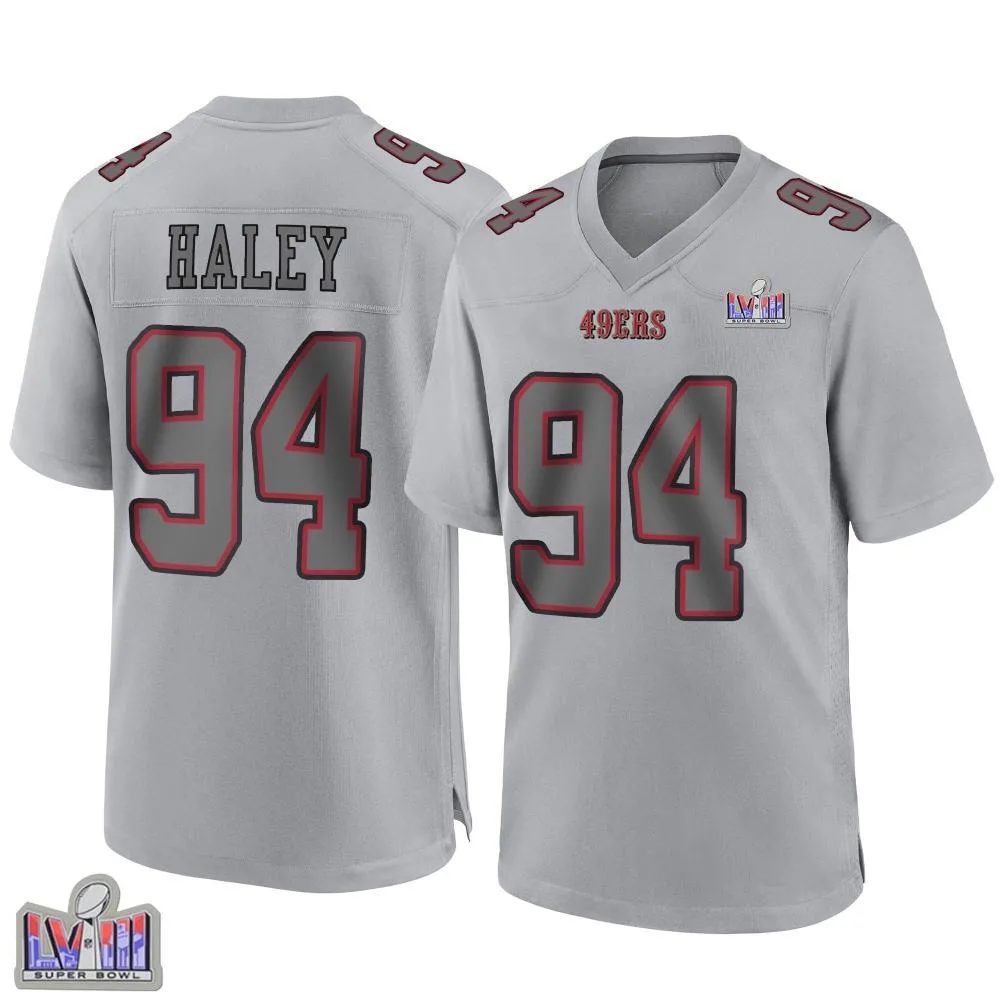 Youth San Francisco 49ers Charles Haley Nike Atmosphere Fashion Super Bowl LVIII Patch Game Gray Jersey Youth San Francisco 49ers Charles Haley Nike Atmosphere Fashion Super Bowl LVIII Patch Game Gray Jersey