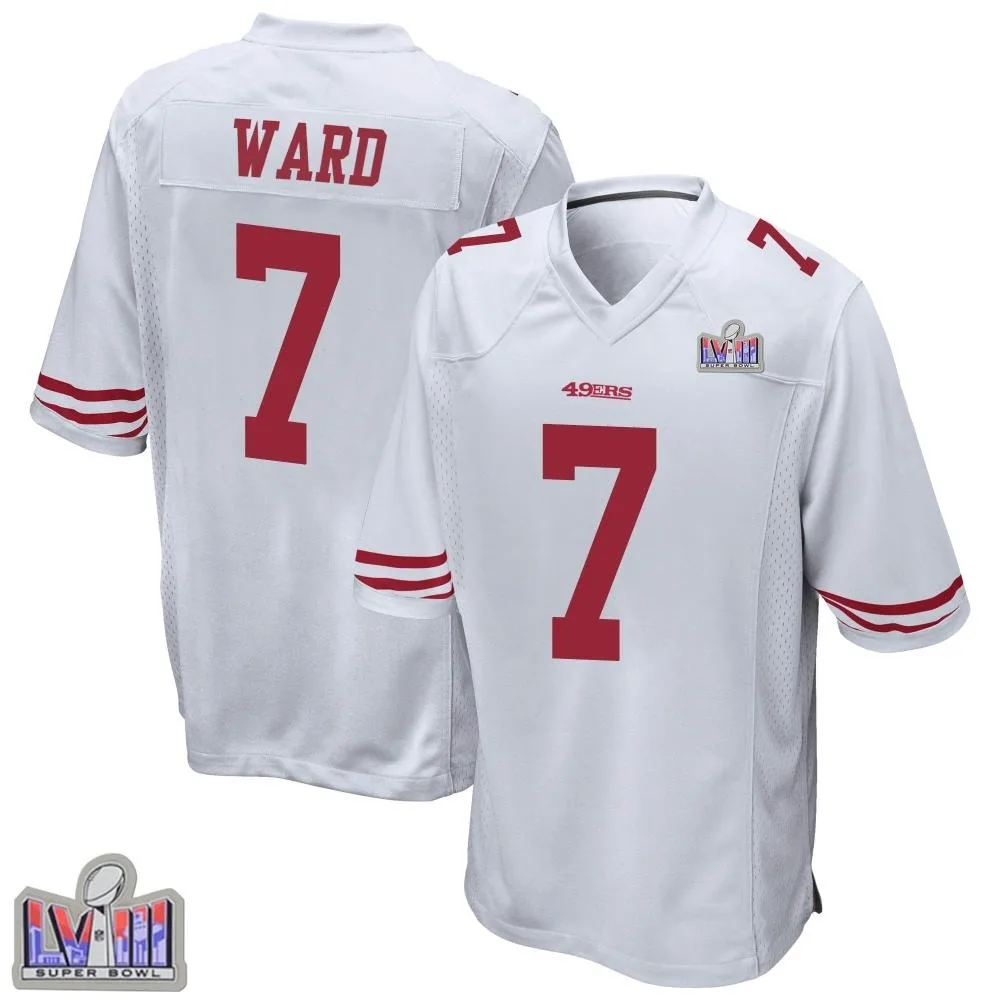 Men's San Francisco 49ers Charvarius Ward Nike Super Bowl LVIII Patch Game White Jersey Men's San Francisco 49ers Charvarius Ward Nike Super Bowl LVIII Patch Game White Jersey