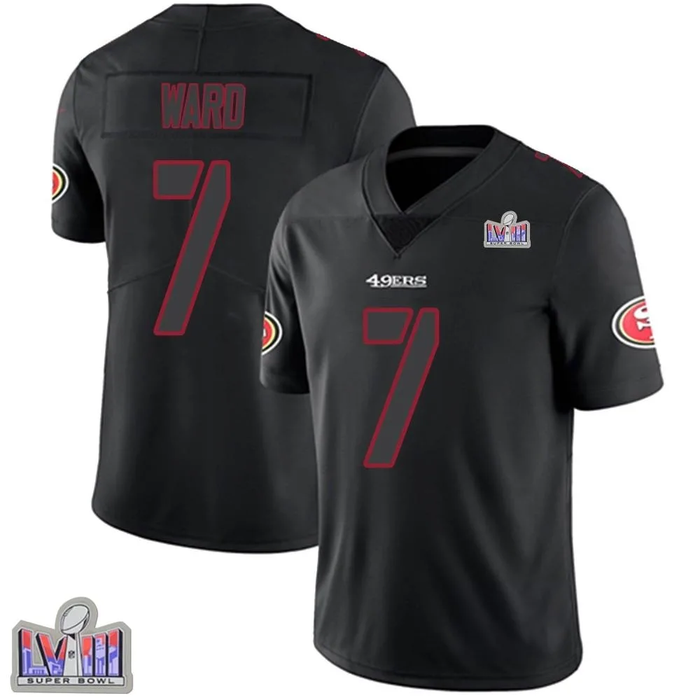 Men's San Francisco 49ers Charvarius Ward Nike Super Bowl LVIII Patch Limited Black Impact Jersey Men's San Francisco 49ers Charvarius Ward Nike Super Bowl LVIII Patch Limited Black Impact Jersey