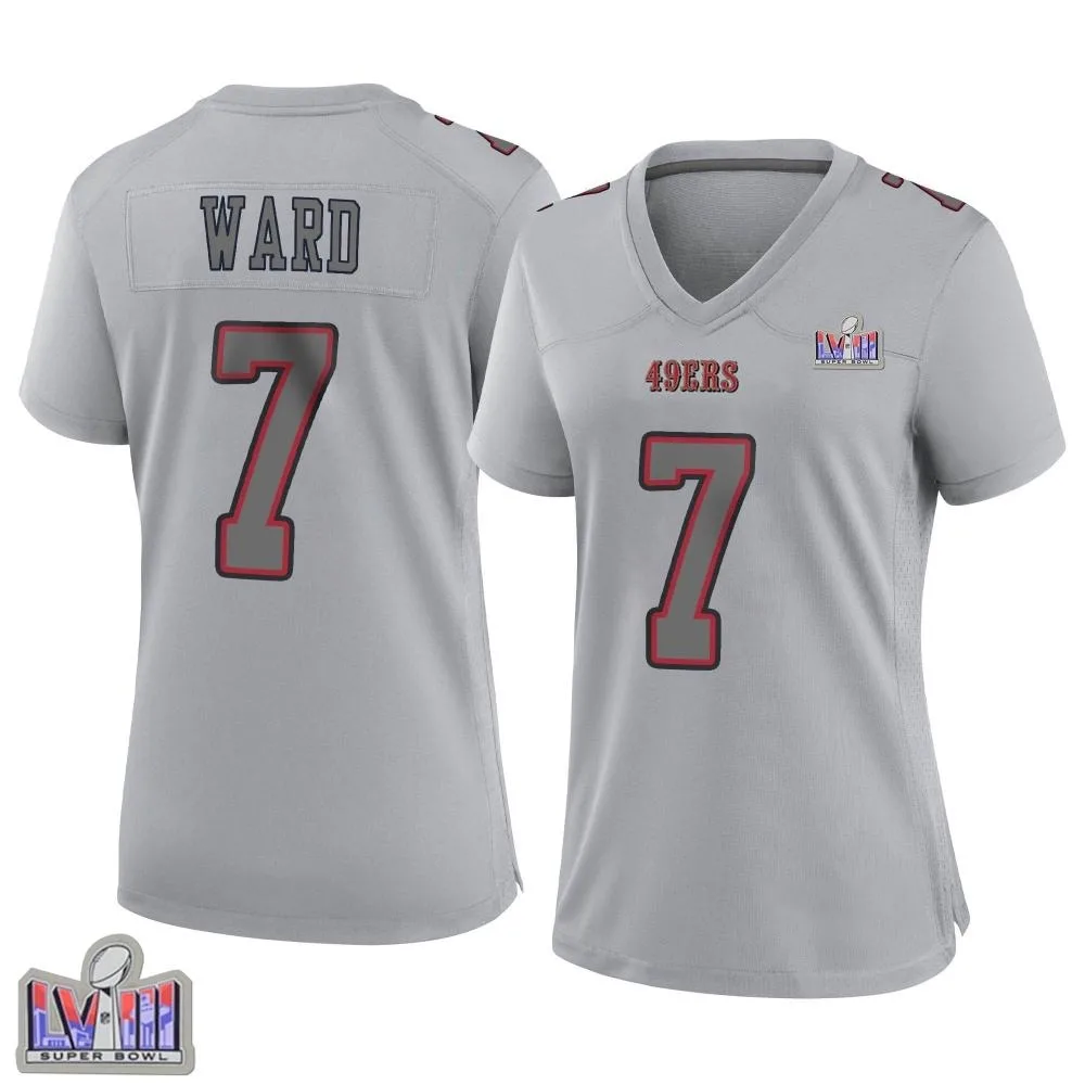 Women's San Francisco 49ers Charvarius Ward Nike Atmosphere Fashion Super Bowl LVIII Patch Game Gray Jersey Women's San Francisco 49ers Charvarius Ward Nike Atmosphere Fashion Super Bowl LVIII Patch Game Gray Jersey
