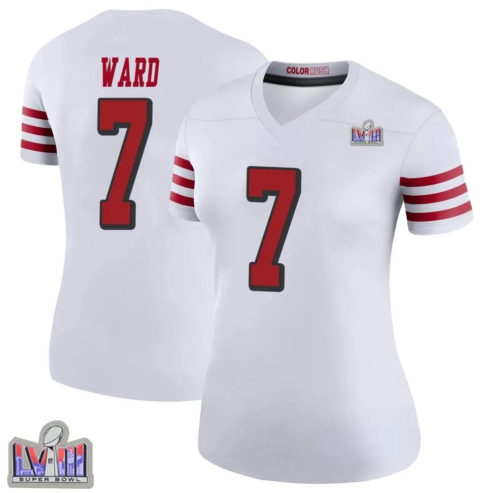Women's San Francisco 49ers Charvarius Ward Nike Color Rush Super Bowl LVIII Patch Legend White Jersey Women's San Francisco 49ers Charvarius Ward Nike Color Rush Super Bowl LVIII Patch Legend White Jersey