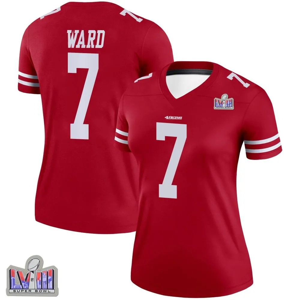 Women's San Francisco 49ers Charvarius Ward Nike Super Bowl LVIII Patch Legend Scarlet Jersey Women's San Francisco 49ers Charvarius Ward Nike Super Bowl LVIII Patch Legend Scarlet Jersey