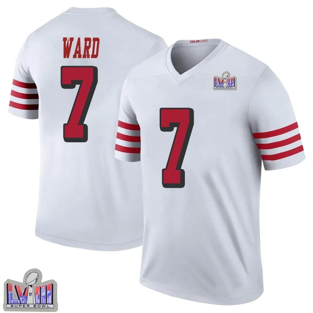 Youth San Francisco 49ers Charvarius Ward Nike Color Rush Super Bowl LVIII Patch Legend White Jersey Youth San Francisco 49ers Charvarius Ward Nike Color Rush Super Bowl LVIII Patch Legend White Jersey
