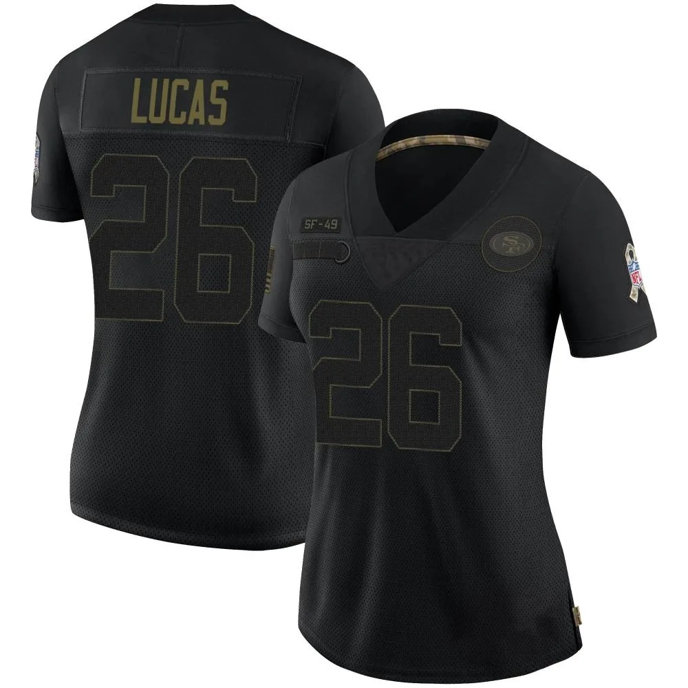 Women's San Francisco 49ers Chase Lucas Nike 2020 Salute To Service Limited Black Jersey Women's San Francisco 49ers Chase Lucas Nike 2020 Salute To Service Limited Black Jersey