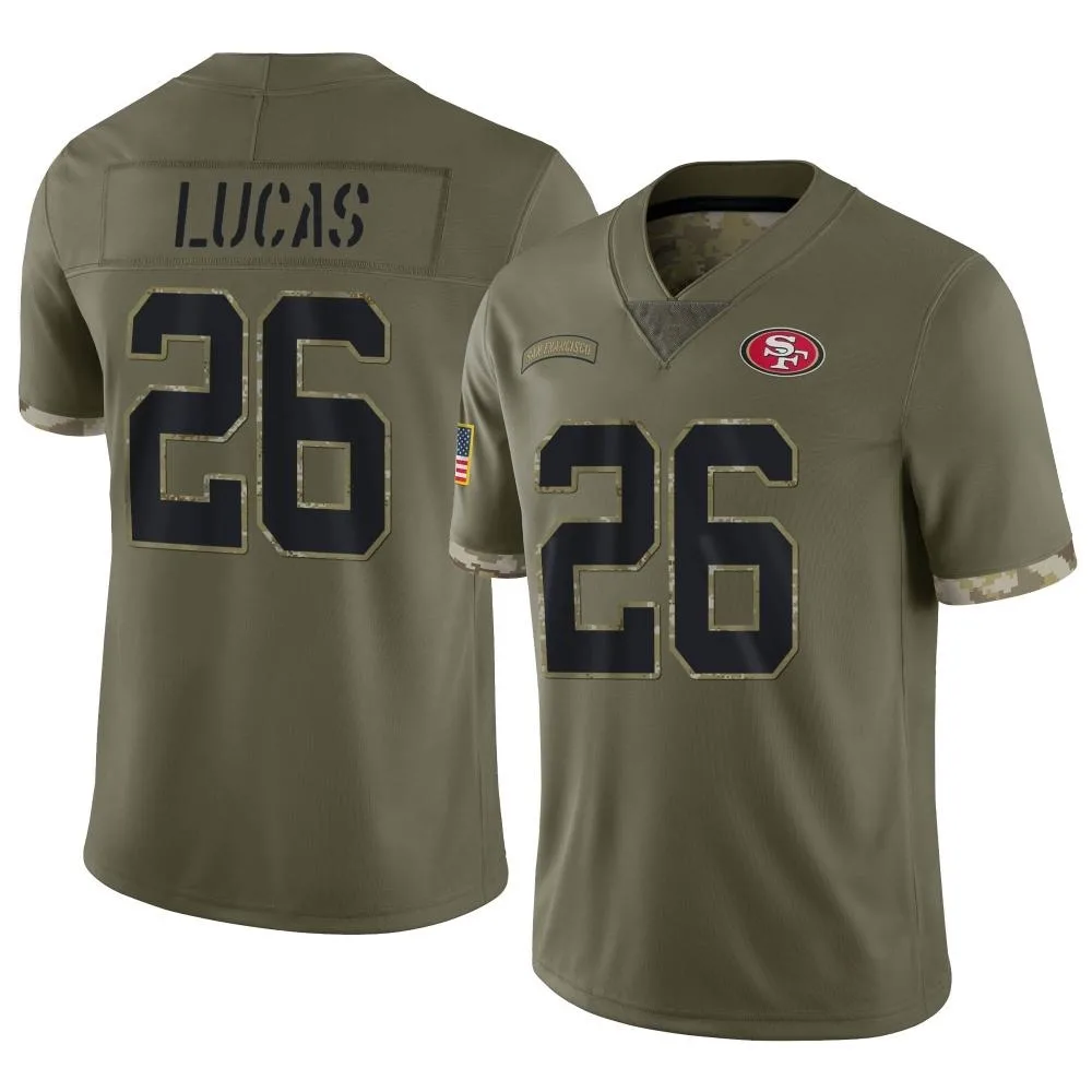 Youth San Francisco 49ers Chase Lucas Nike 2022 Salute To Service Limited Olive Jersey Youth San Francisco 49ers Chase Lucas Nike 2022 Salute To Service Limited Olive Jersey