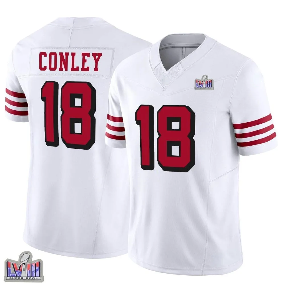 Men's San Francisco 49ers Chris Conley Nike Alternate Vapor F.U.S.E. Super Bowl LVIII Patch Limited White Jersey Men's San Francisco 49ers Chris Conley Nike Alternate Vapor F.U.S.E. Super Bowl LVIII Patch Limited White Jersey