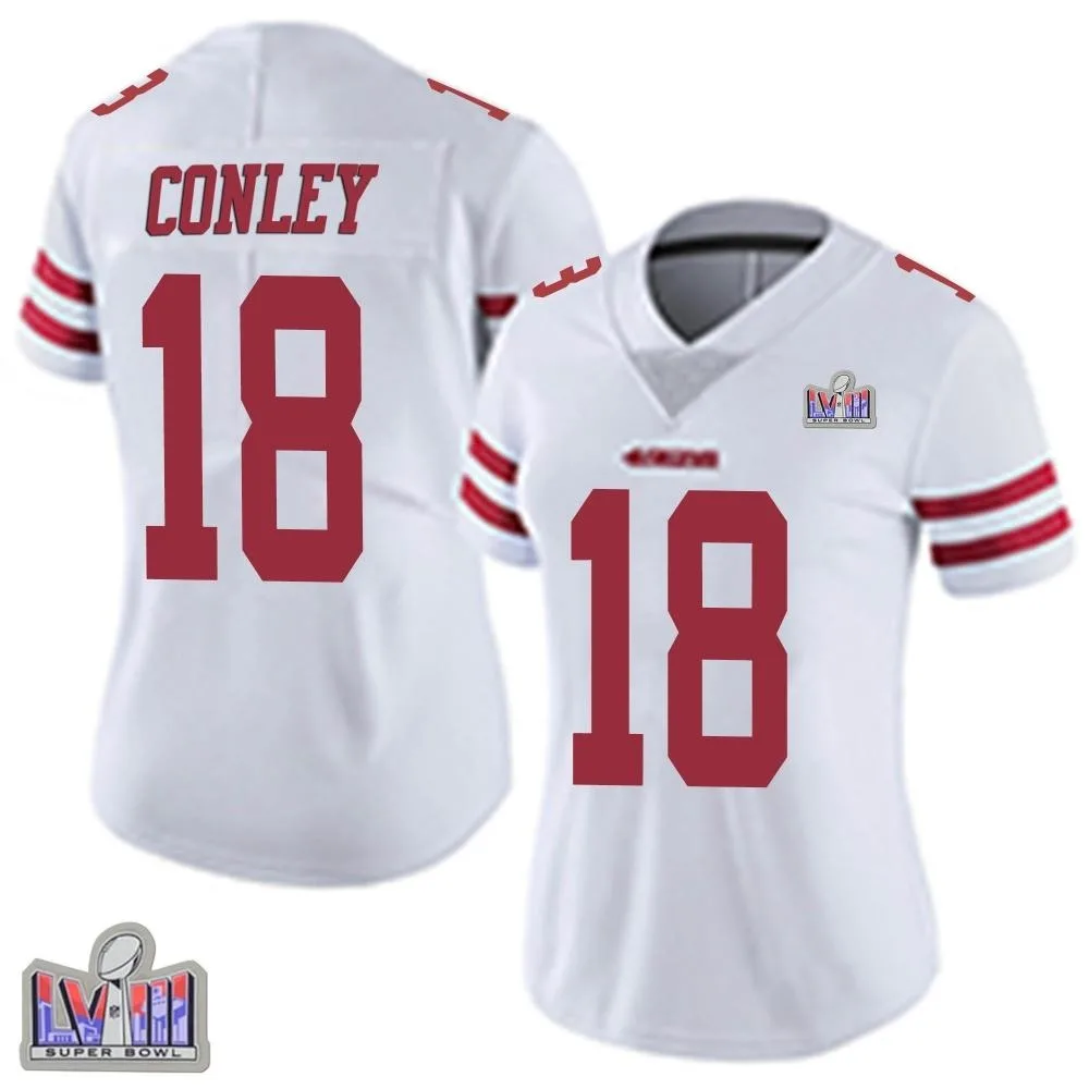 Women's San Francisco 49ers Chris Conley Nike Vapor Untouchable Super Bowl LVIII Patch Limited White Jersey Women's San Francisco 49ers Chris Conley Nike Vapor Untouchable Super Bowl LVIII Patch Limited White Jersey