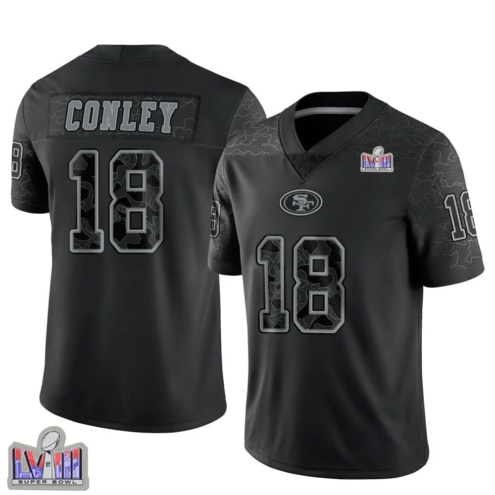 Youth San Francisco 49ers Chris Conley Nike Reflective Super Bowl LVIII Patch Limited Black Jersey Youth San Francisco 49ers Chris Conley Nike Reflective Super Bowl LVIII Patch Limited Black Jersey