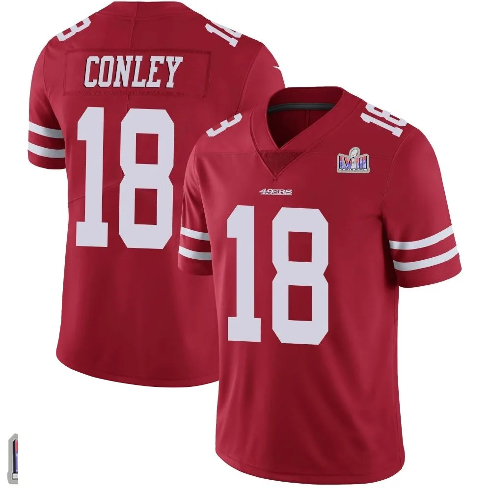 Youth San Francisco 49ers Chris Conley Nike Team Color Vapor Untouchable Super Bowl LVIII Patch Limited Red Jersey Youth San Francisco 49ers Chris Conley Nike Team Color Vapor Untouchable Super Bowl LVIII Patch Limited Red Jersey