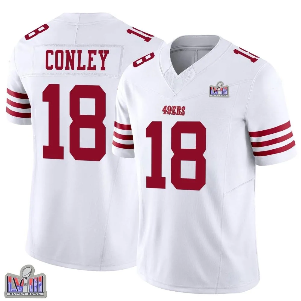 Youth San Francisco 49ers Chris Conley Nike Vapor F.U.S.E. Super Bowl LVIII Patch Limited White Jersey Youth San Francisco 49ers Chris Conley Nike Vapor F.U.S.E. Super Bowl LVIII Patch Limited White Jersey