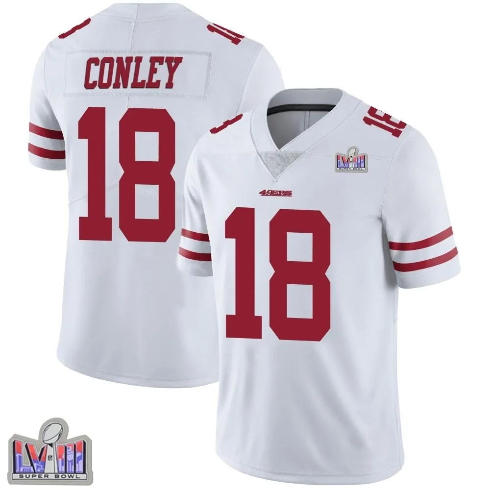 Youth San Francisco 49ers Chris Conley Nike Vapor Untouchable Super Bowl LVIII Patch Limited White Jersey Youth San Francisco 49ers Chris Conley Nike Vapor Untouchable Super Bowl LVIII Patch Limited White Jersey