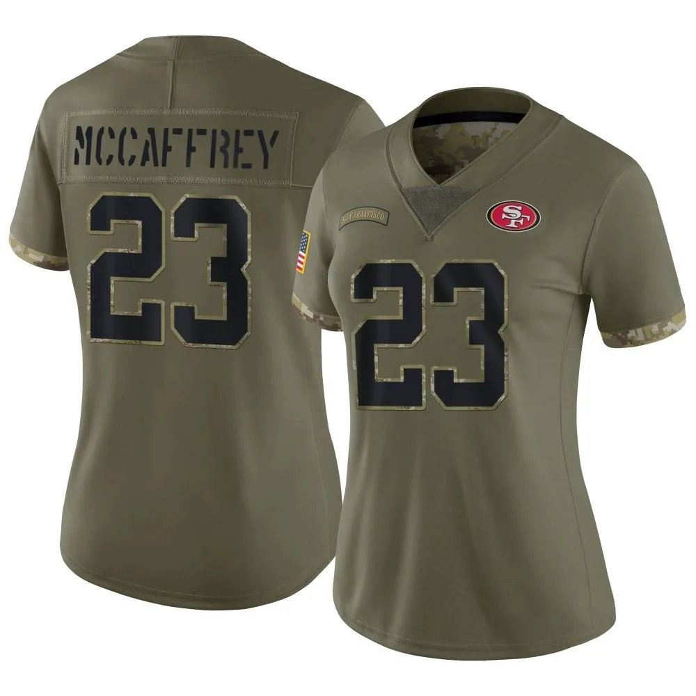 Women's San Francisco 49ers Christian Mccaffrey Nike 2022 Salute To Service Limited Olive Jersey Women's San Francisco 49ers Christian Mccaffrey Nike 2022 Salute To Service Limited Olive Jersey