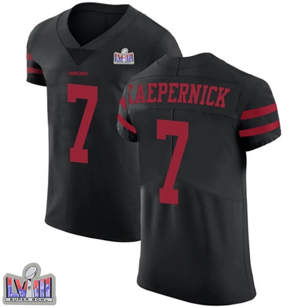 Men's San Francisco 49ers Colin Kaepernick Nike Alternate Vapor Untouchable Super Bowl LVIII Patch Elite Black Jersey Men's San Francisco 49ers Colin Kaepernick Nike Alternate Vapor Untouchable Super Bowl LVIII Patch Elite Black Jersey