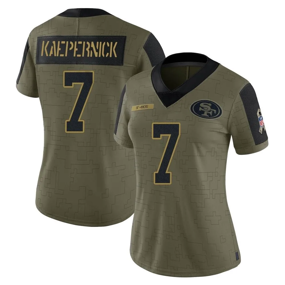 Women's San Francisco 49ers Colin Kaepernick Nike 2021 Salute To Service Limited Olive Jersey Women's San Francisco 49ers Colin Kaepernick Nike 2021 Salute To Service Limited Olive Jersey