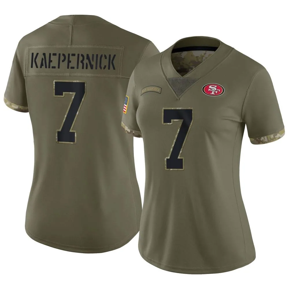 Women's San Francisco 49ers Colin Kaepernick Nike 2022 Salute To Service Limited Olive Jersey Women's San Francisco 49ers Colin Kaepernick Nike 2022 Salute To Service Limited Olive Jersey
