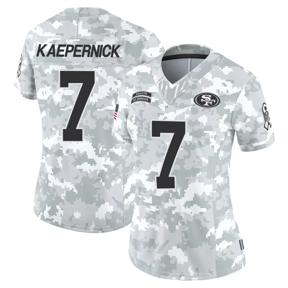 Women's San Francisco 49ers Colin Kaepernick Nike Francisco 2024 Salute To Service Limited Arctic Camo Jersey Women's San Francisco 49ers Colin Kaepernick Nike Francisco 2024 Salute To Service Limited Arctic Camo Jersey