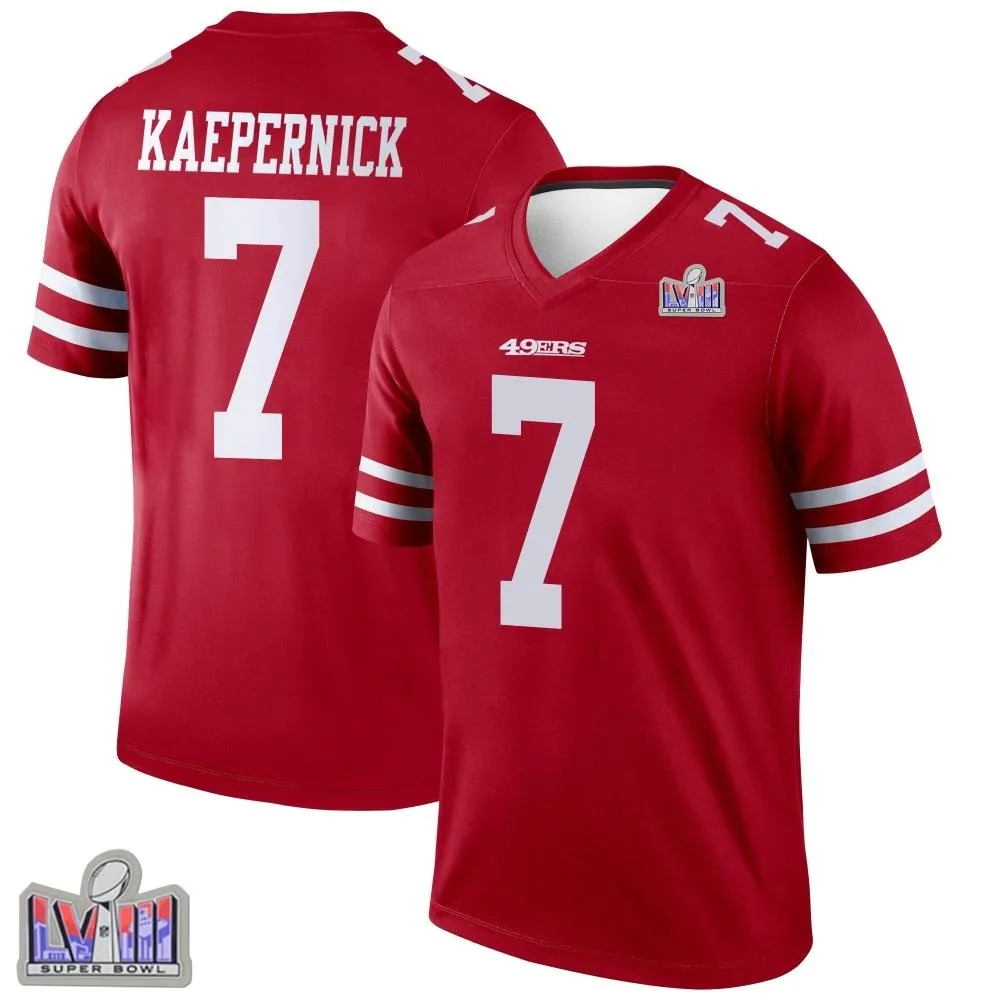 Youth San Francisco 49ers Colin Kaepernick Nike Super Bowl LVIII Patch Legend Scarlet Jersey Youth San Francisco 49ers Colin Kaepernick Nike Super Bowl LVIII Patch Legend Scarlet Jersey