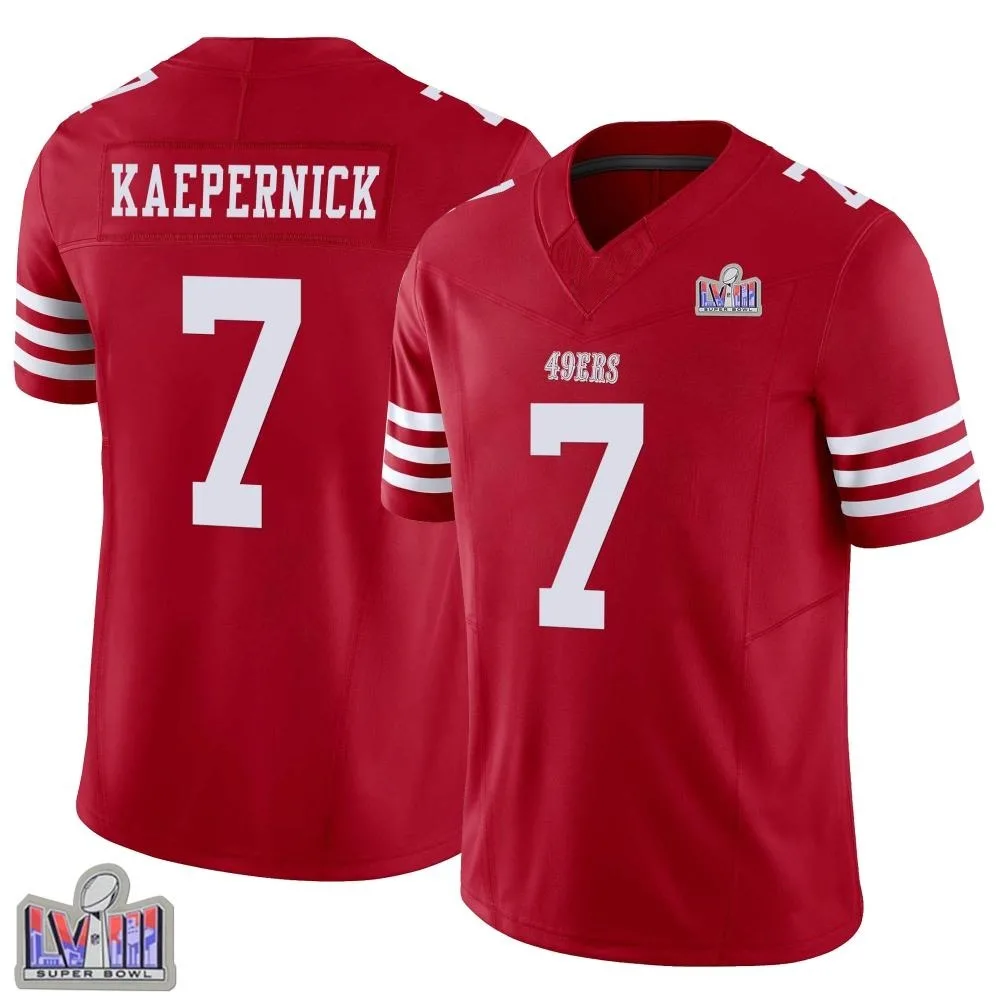 Youth San Francisco 49ers Colin Kaepernick Nike Vapor F.U.S.E. Super Bowl LVIII Patch Limited Scarlet Jersey Youth San Francisco 49ers Colin Kaepernick Nike Vapor F.U.S.E. Super Bowl LVIII Patch Limited Scarlet Jersey