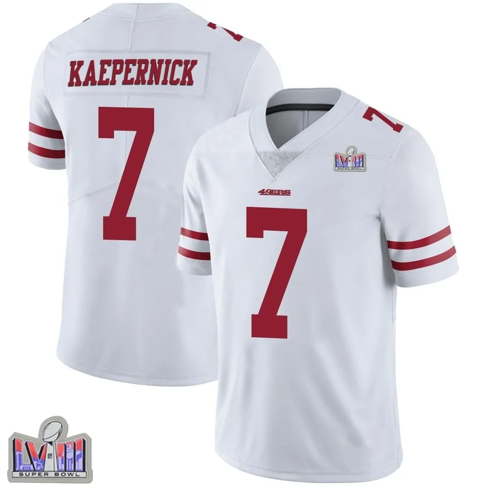 Youth San Francisco 49ers Colin Kaepernick Nike Vapor Untouchable Super Bowl LVIII Patch Limited White Jersey Youth San Francisco 49ers Colin Kaepernick Nike Vapor Untouchable Super Bowl LVIII Patch Limited White Jersey