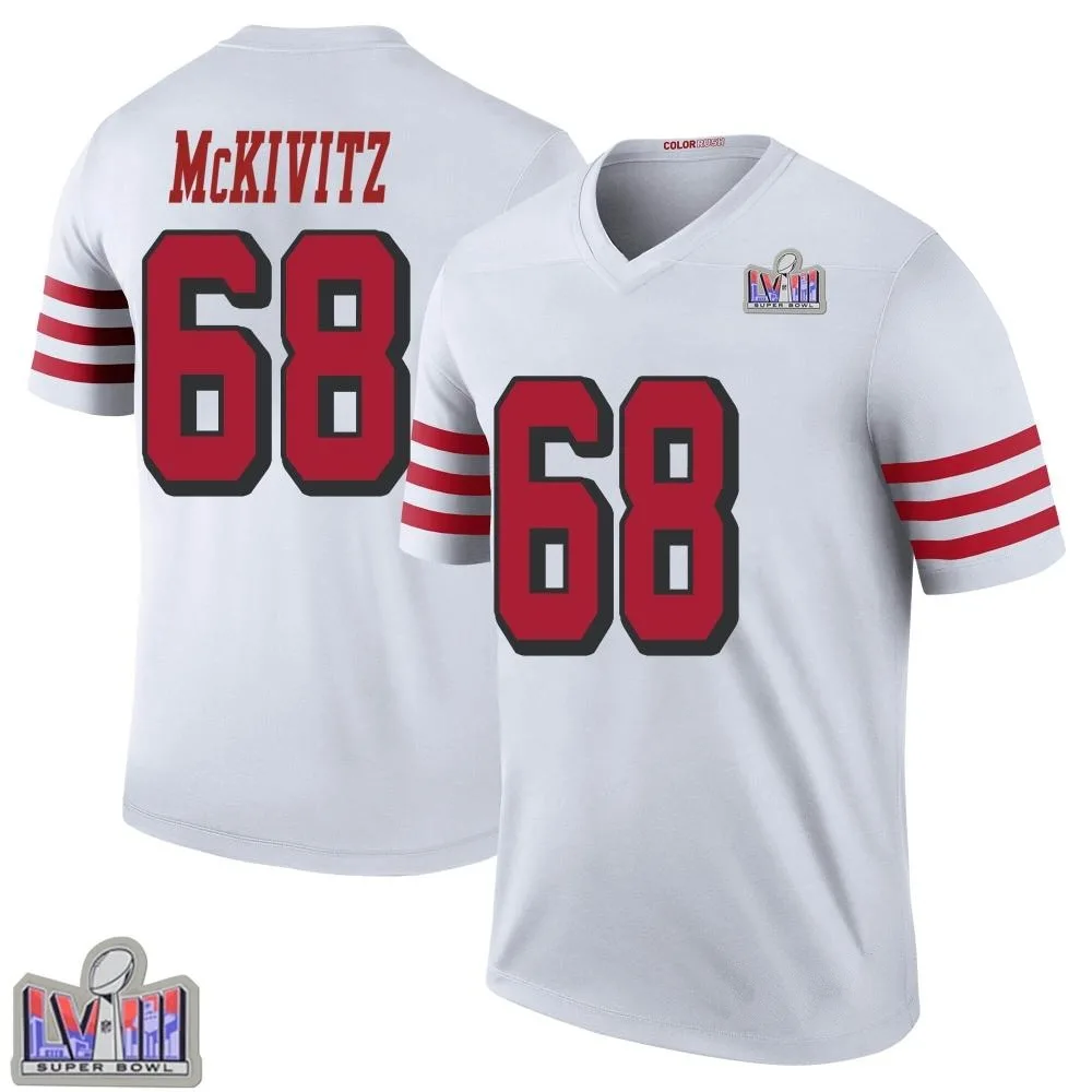 Men's San Francisco 49ers Colton Mckivitz Nike Color Rush Super Bowl LVIII Patch Legend White Jersey Men's San Francisco 49ers Colton Mckivitz Nike Color Rush Super Bowl LVIII Patch Legend White Jersey
