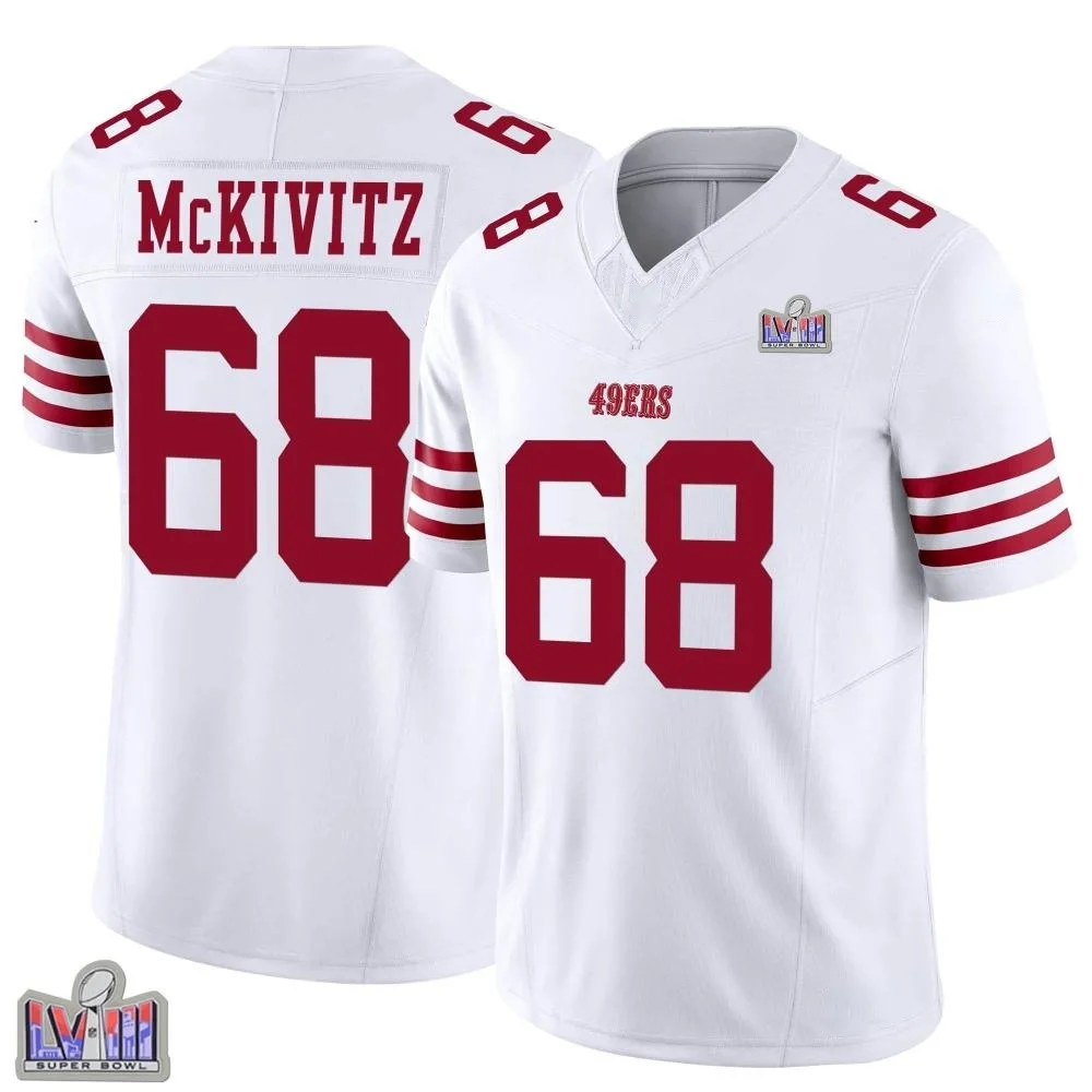 Youth San Francisco 49ers Colton Mckivitz Nike Vapor F.U.S.E. Super Bowl LVIII Patch Limited White Jersey Youth San Francisco 49ers Colton Mckivitz Nike Vapor F.U.S.E. Super Bowl LVIII Patch Limited White Jersey