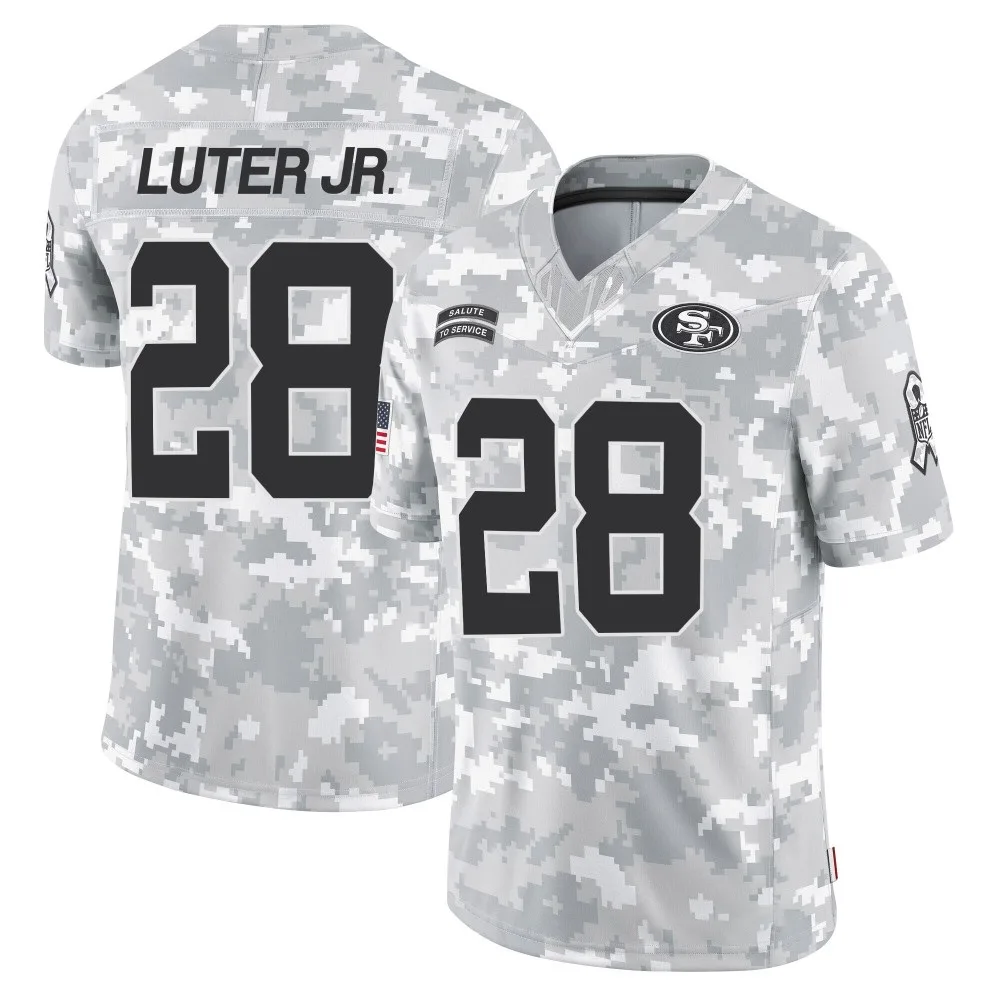Men's San Francisco 49ers Darrell Luter Jr. Nike 2024 Salute To Service Limited Arctic Camo Jersey Men's San Francisco 49ers Darrell Luter Jr. Nike 2024 Salute To Service Limited Arctic Camo Jersey