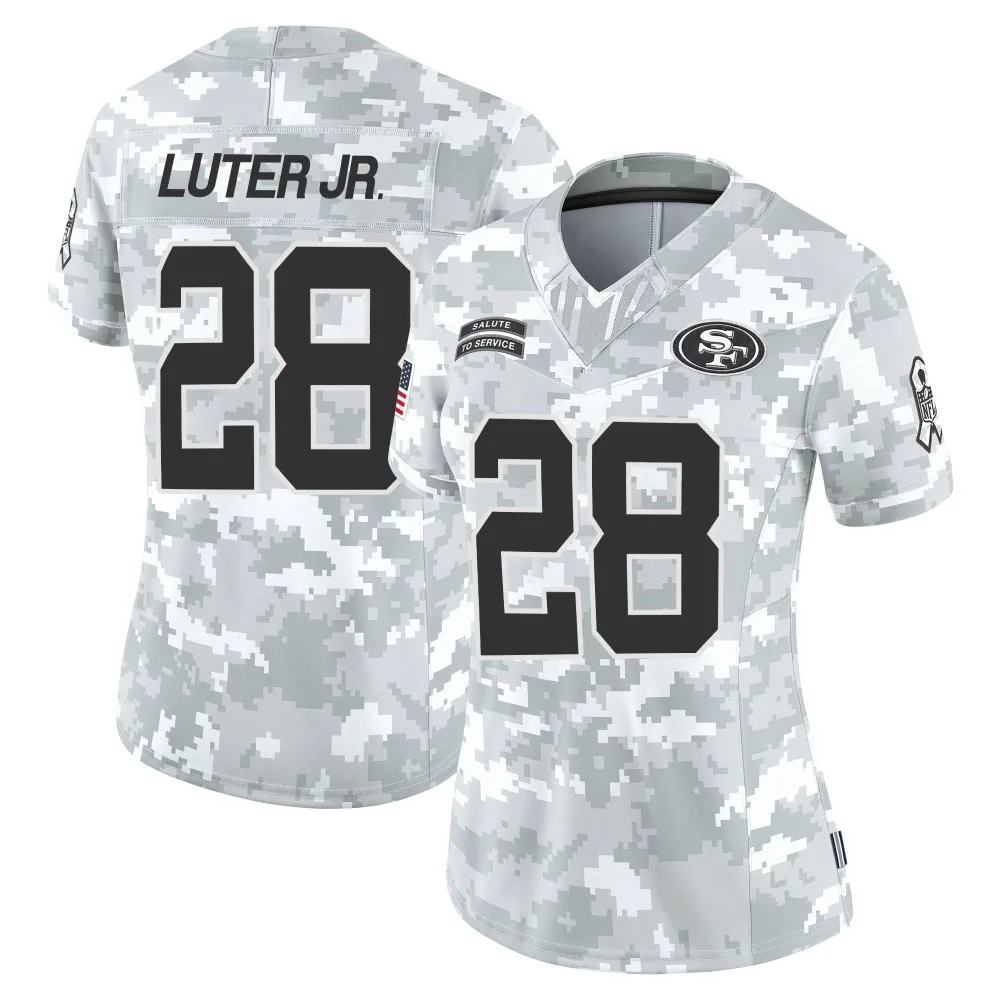 Women's San Francisco 49ers Darrell Luter Jr. Nike Francisco 2024 Salute To Service Limited Arctic Camo Jersey Women's San Francisco 49ers Darrell Luter Jr. Nike Francisco 2024 Salute To Service Limited Arctic Camo Jersey