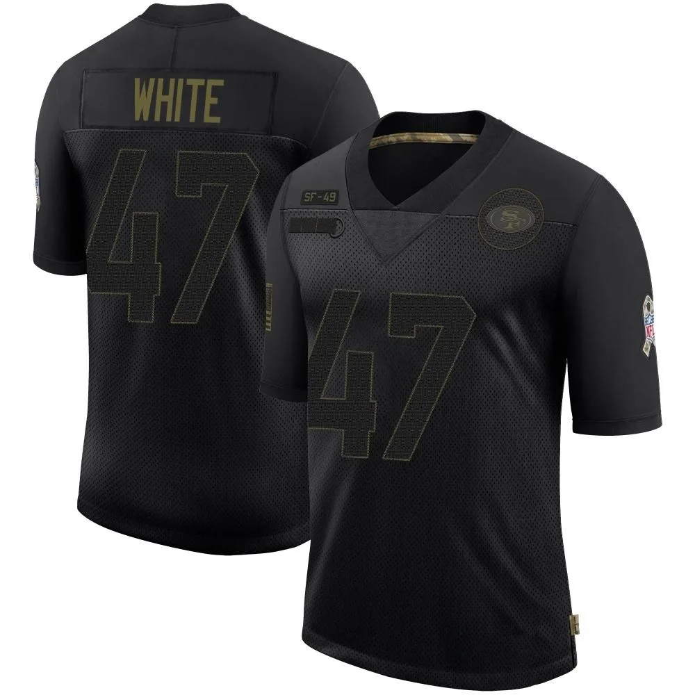 Men's San Francisco 49ers Dashaun White Nike 2020 Salute To Service Limited Black Jersey Men's San Francisco 49ers Dashaun White Nike 2020 Salute To Service Limited Black Jersey
