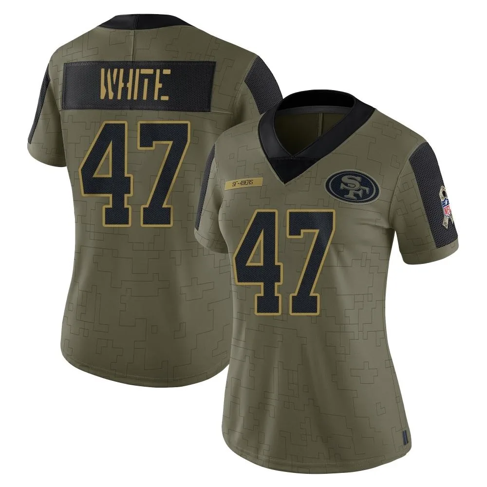 Women's San Francisco 49ers Dashaun White Nike 2021 Salute To Service Limited Olive Jersey Women's San Francisco 49ers Dashaun White Nike 2021 Salute To Service Limited Olive Jersey