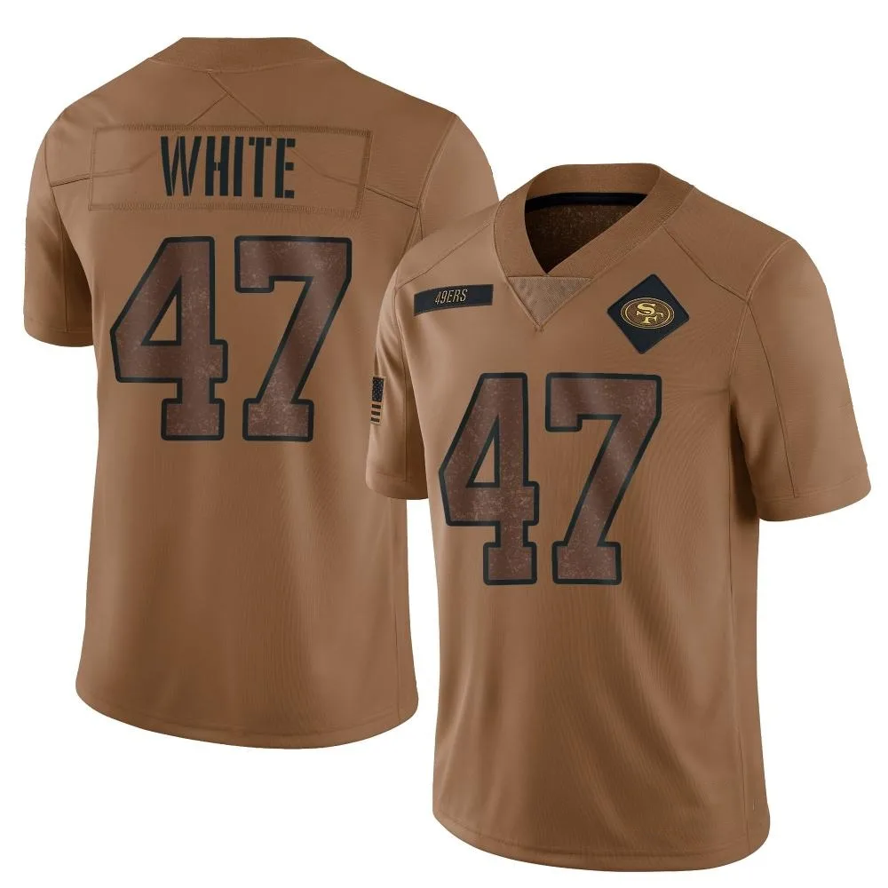 Youth San Francisco 49ers Dashaun White Nike 2023 Salute To Service Limited Brown Jersey Youth San Francisco 49ers Dashaun White Nike 2023 Salute To Service Limited Brown Jersey