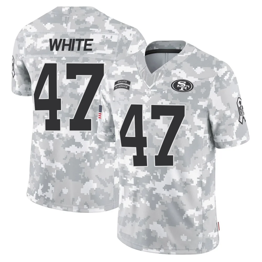 Youth San Francisco 49ers Dashaun White Nike 2024 Salute To Service Limited Arctic Camo Jersey Youth San Francisco 49ers Dashaun White Nike 2024 Salute To Service Limited Arctic Camo Jersey