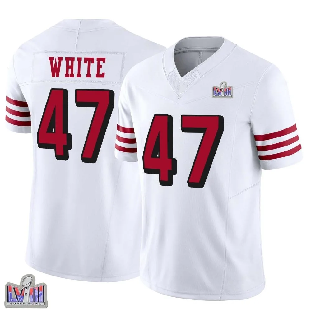Youth San Francisco 49ers Dashaun White Nike Alternate Vapor F.U.S.E. Super Bowl LVIII Patch Limited White Jersey Youth San Francisco 49ers Dashaun White Nike Alternate Vapor F.U.S.E. Super Bowl LVIII Patch Limited White Jersey