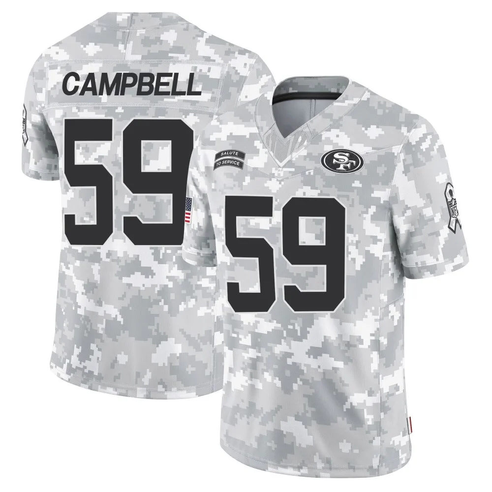 Men's San Francisco 49ers De'vondre Campbell Nike 2024 Salute To Service Limited Arctic Camo Jersey Men's San Francisco 49ers De'vondre Campbell Nike 2024 Salute To Service Limited Arctic Camo Jersey