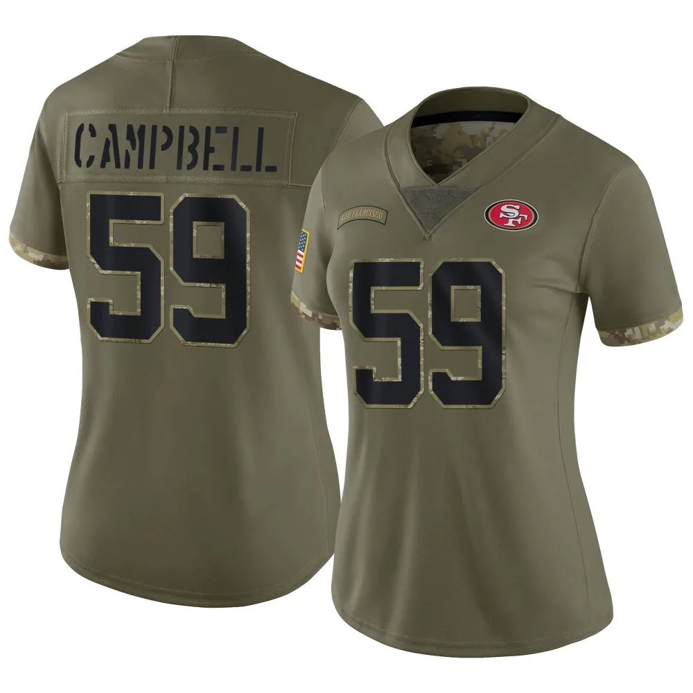 Women's San Francisco 49ers De'vondre Campbell Nike 2022 Salute To Service Limited Olive Jersey Women's San Francisco 49ers De'vondre Campbell Nike 2022 Salute To Service Limited Olive Jersey