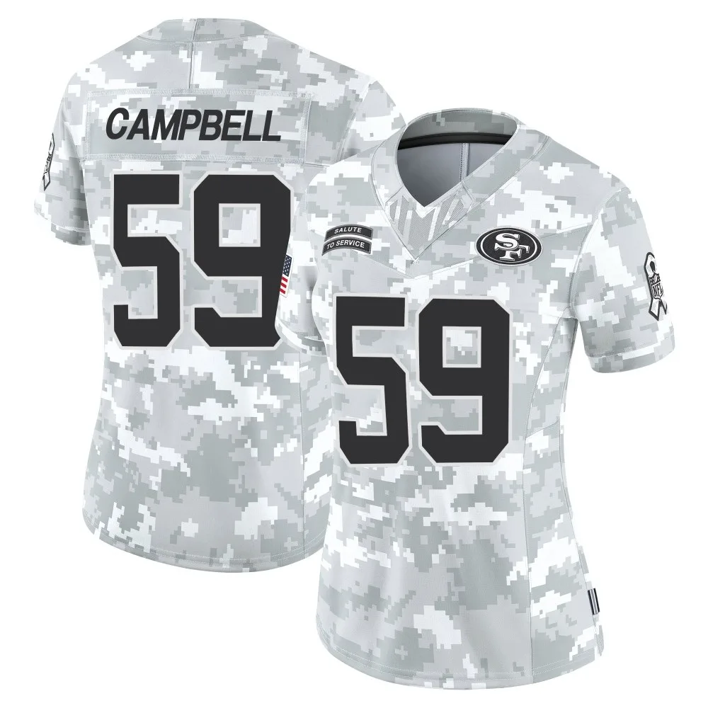 Women's San Francisco 49ers De'vondre Campbell Nike Francisco 2024 Salute To Service Limited Arctic Camo Jersey Women's San Francisco 49ers De'vondre Campbell Nike Francisco 2024 Salute To Service Limited Arctic Camo Jersey