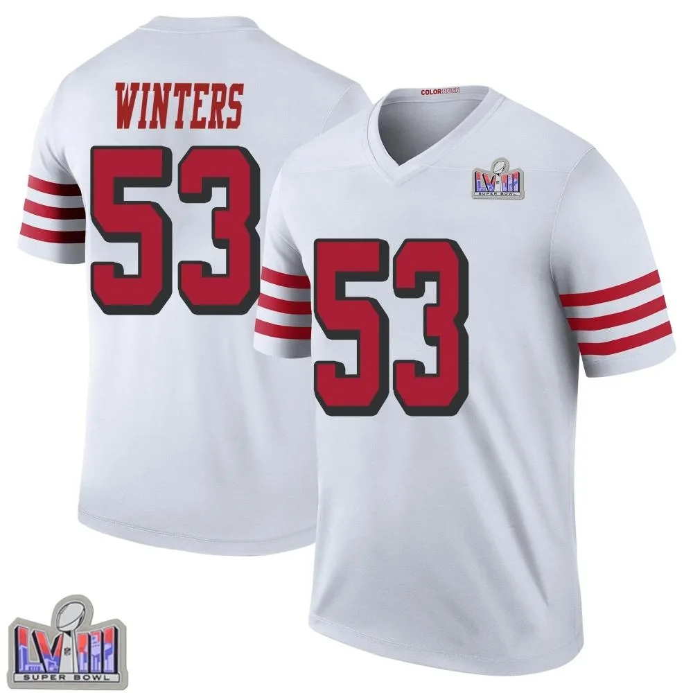 Men's San Francisco 49ers Dee Winters Nike Color Rush Super Bowl LVIII Patch Legend White Jersey Men's San Francisco 49ers Dee Winters Nike Color Rush Super Bowl LVIII Patch Legend White Jersey