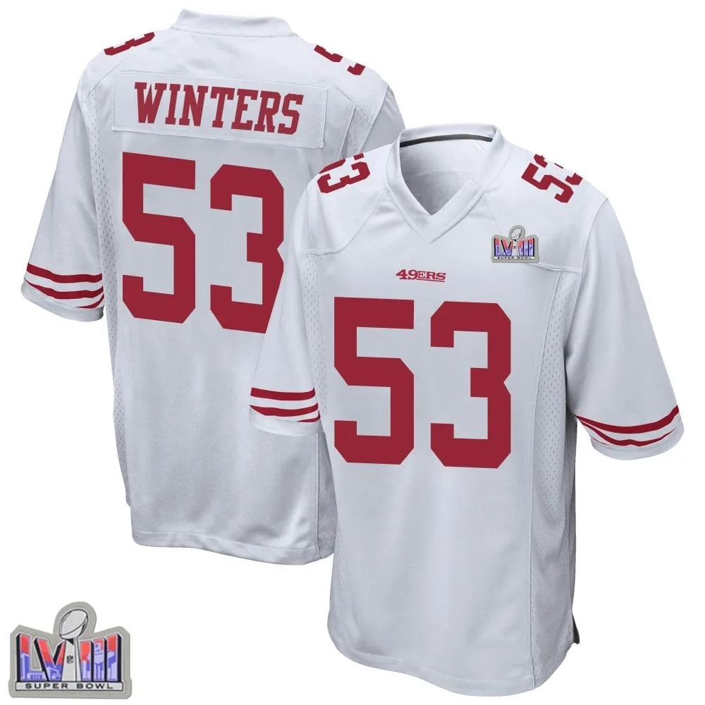 Men's San Francisco 49ers Dee Winters Nike Super Bowl LVIII Patch Game White Jersey Men's San Francisco 49ers Dee Winters Nike Super Bowl LVIII Patch Game White Jersey