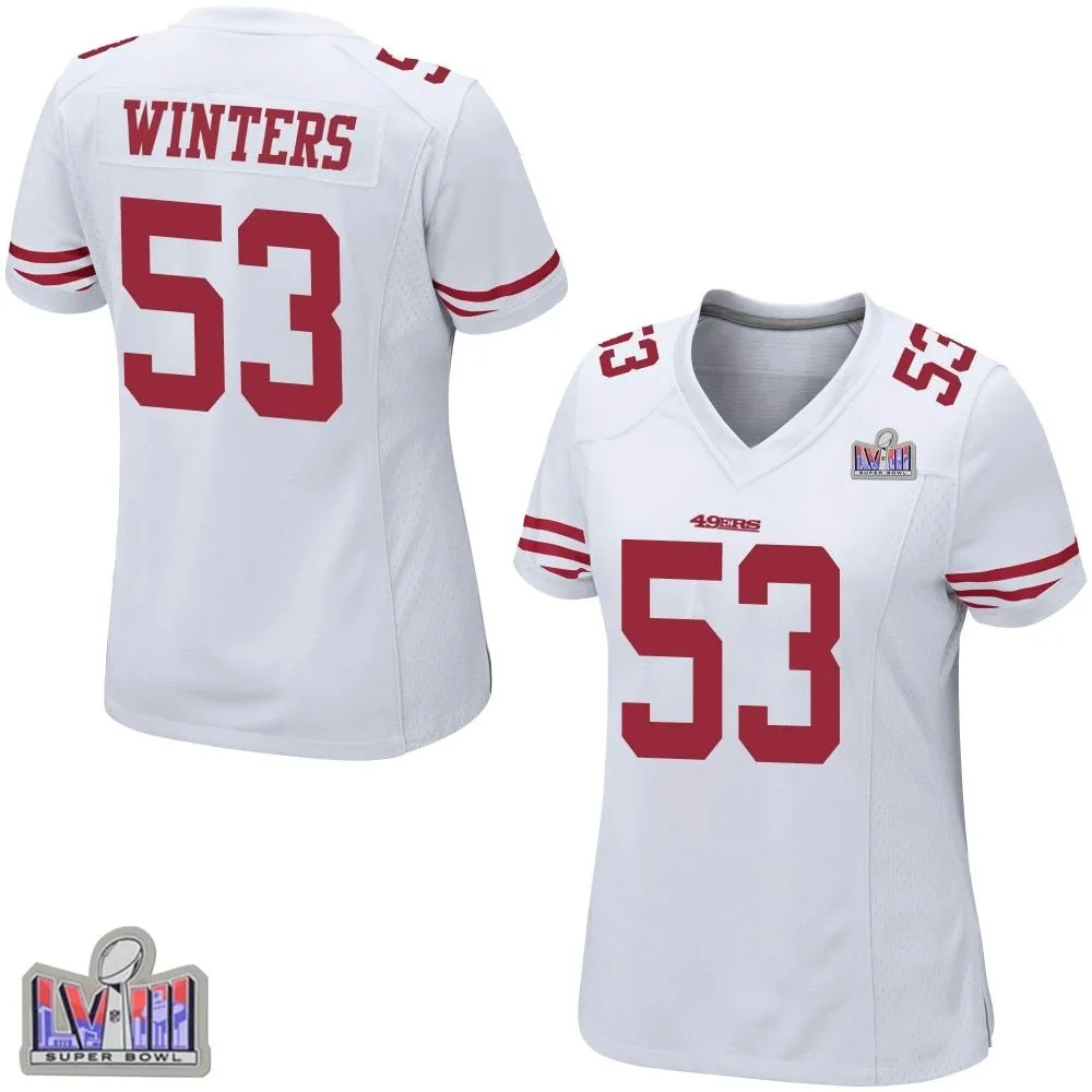 Women's San Francisco 49ers Dee Winters Nike Super Bowl LVIII Patch Game White Jersey Women's San Francisco 49ers Dee Winters Nike Super Bowl LVIII Patch Game White Jersey