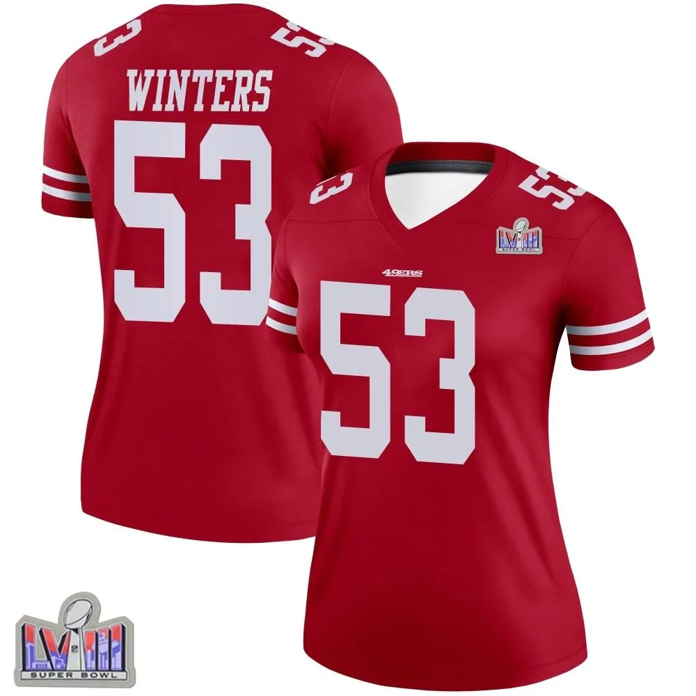 Women's San Francisco 49ers Dee Winters Nike Super Bowl LVIII Patch Legend Scarlet Jersey Women's San Francisco 49ers Dee Winters Nike Super Bowl LVIII Patch Legend Scarlet Jersey