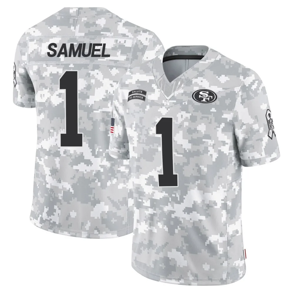 Men's San Francisco 49ers Deebo Samuel Sr. Nike 2024 Salute To Service Limited Arctic Camo Jersey Men's San Francisco 49ers Deebo Samuel Sr. Nike 2024 Salute To Service Limited Arctic Camo Jersey