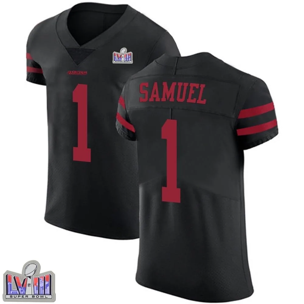 Men's San Francisco 49ers Deebo Samuel Sr. Nike Alternate Vapor Untouchable Super Bowl LVIII Patch Elite Black Jersey Men's San Francisco 49ers Deebo Samuel Sr. Nike Alternate Vapor Untouchable Super Bowl LVIII Patch Elite Black Jersey