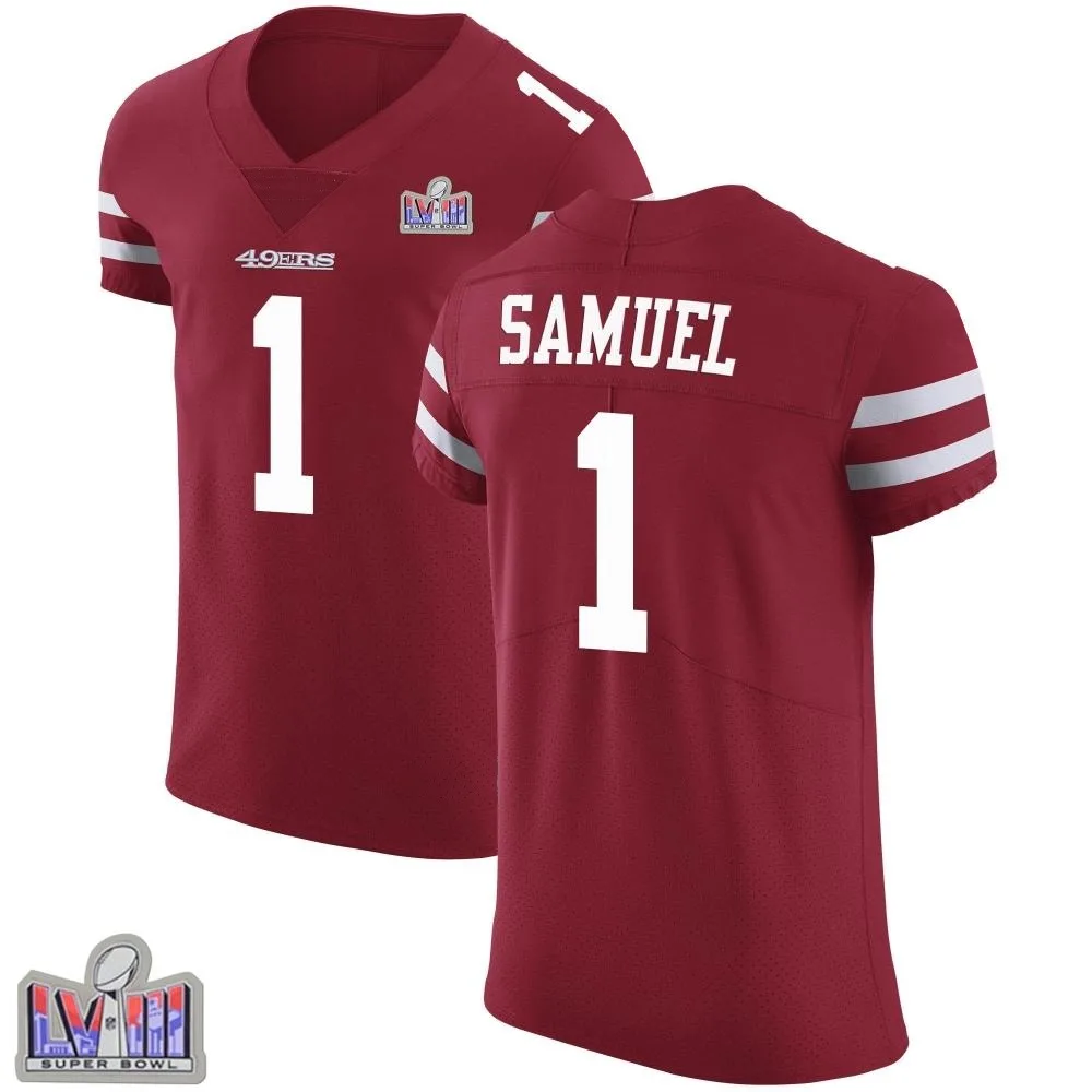 Men's San Francisco 49ers Deebo Samuel Sr. Nike Team Color Vapor Untouchable Super Bowl LVIII Patch Elite Red Jersey Men's San Francisco 49ers Deebo Samuel Sr. Nike Team Color Vapor Untouchable Super Bowl LVIII Patch Elite Red Jersey