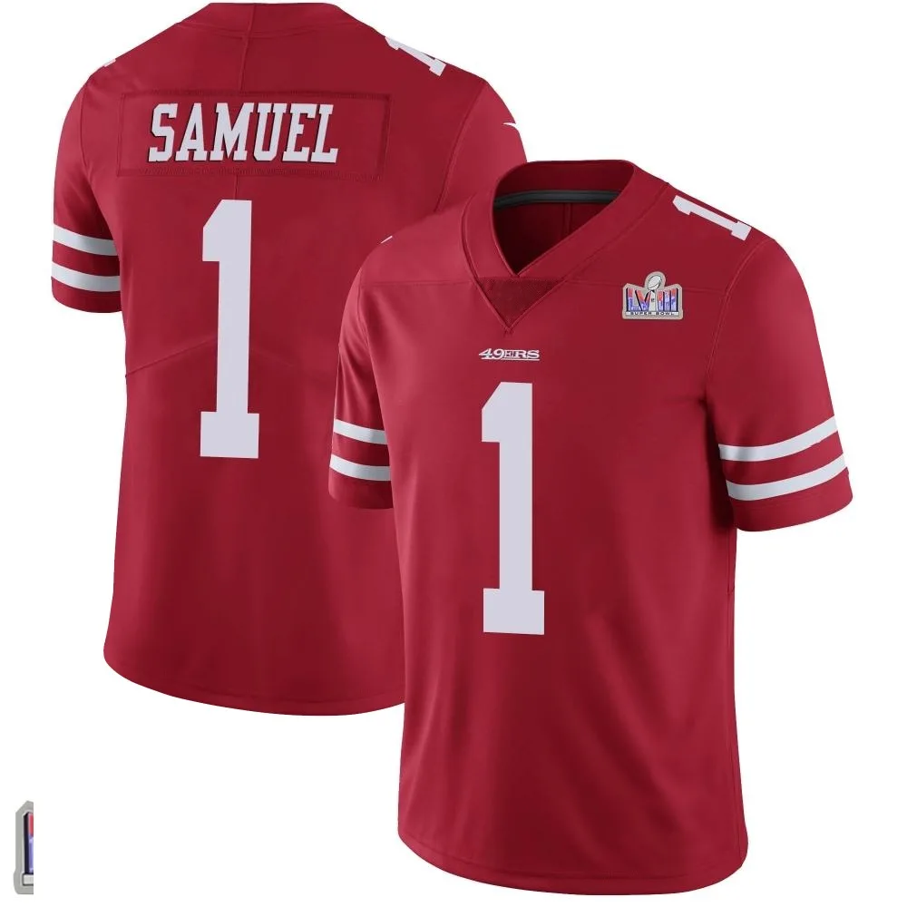 Men's San Francisco 49ers Deebo Samuel Sr. Nike Team Color Vapor Untouchable Super Bowl LVIII Patch Limited Red Jersey Men's San Francisco 49ers Deebo Samuel Sr. Nike Team Color Vapor Untouchable Super Bowl LVIII Patch Limited Red Jersey