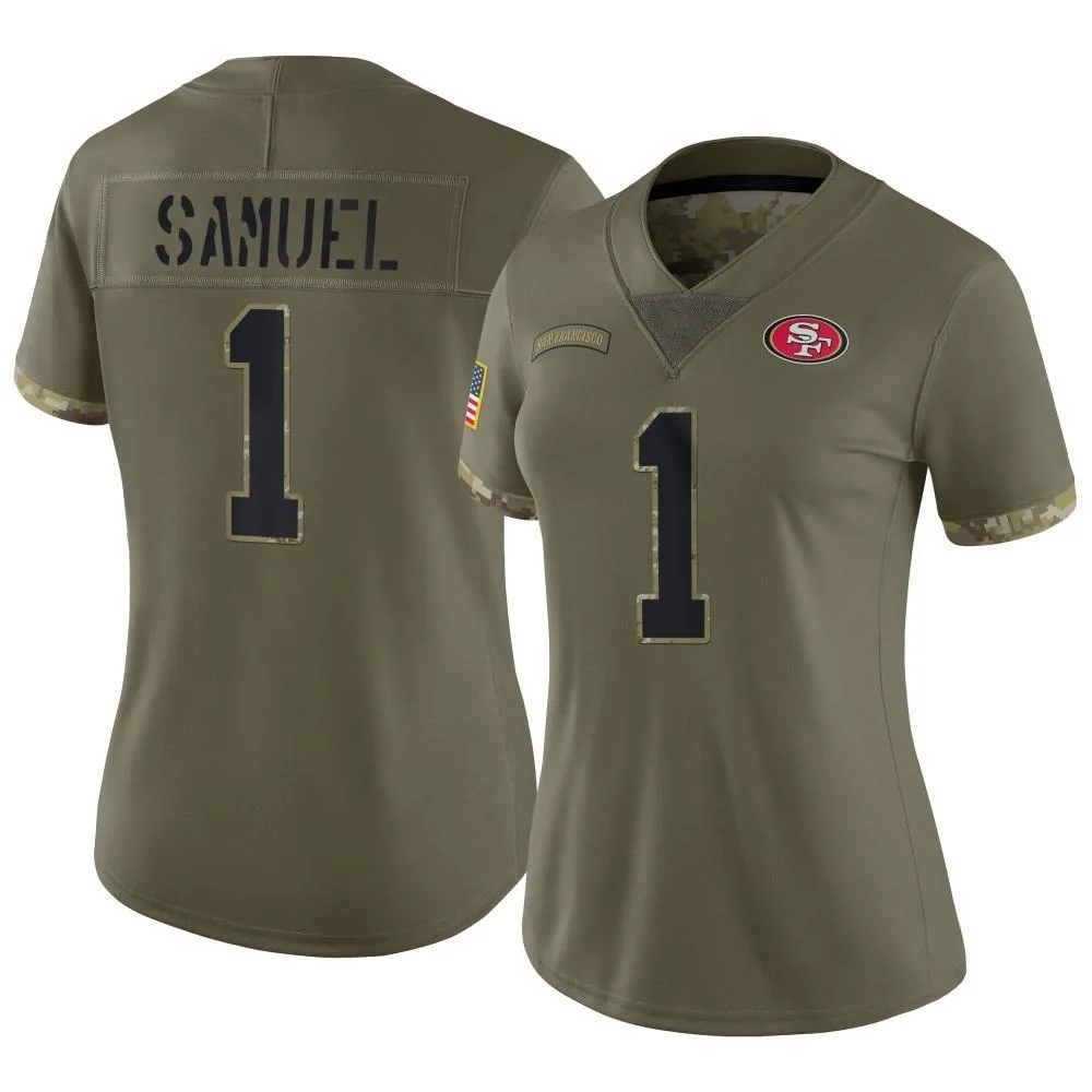 Women's San Francisco 49ers Deebo Samuel Sr. Nike 2022 Salute To Service Limited Olive Jersey Women's San Francisco 49ers Deebo Samuel Sr. Nike 2022 Salute To Service Limited Olive Jersey
